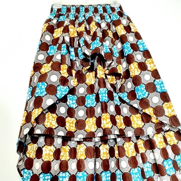 NF Boho Full Skirt w Tiers; High-Low; Crisp Cotton; Brown; One Size - Picture 4 of 5